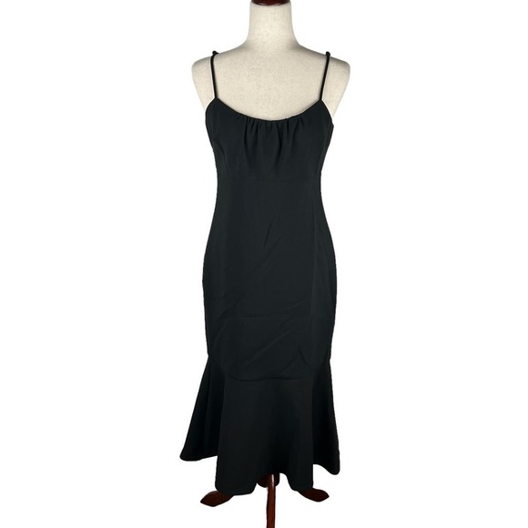 LIKELY PRINA RUCHED FLOUNCE SLEEVELESS MIDI DRESS IN BLACK NWT WOMEN'S SIZE 6 - Picture 3 of 16